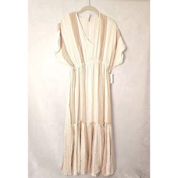 NWT ELAN beach Cover Up Kaftan Sz XS Beige Side Slit - Picture 1 of 7